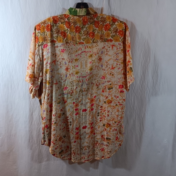 Next Move Vintage Womens Medium Gauze Top Shirt Floral Patchwork Boho - Picture 5 of 8